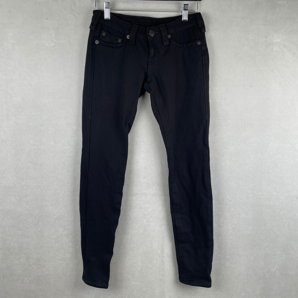 True Religion Stella Skinny Pants Womens 26‎ Black Low Rise USA Made WN93592T7
